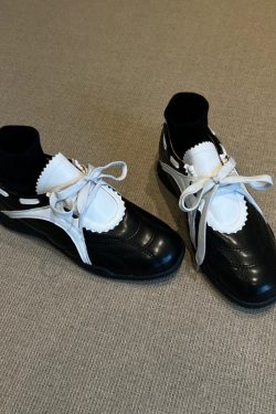 Thick-Soled Sporty Mary Jane Shoes for Women - Color-Blocked Retro Lace-Up Casual Footwear, Round-Toe Comfort