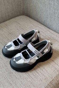 Thick-Soled Velcro Mary Jane Shoes for Women - Breathable Mesh Height-Increasing Casual Flats for Spring/Summer 2025