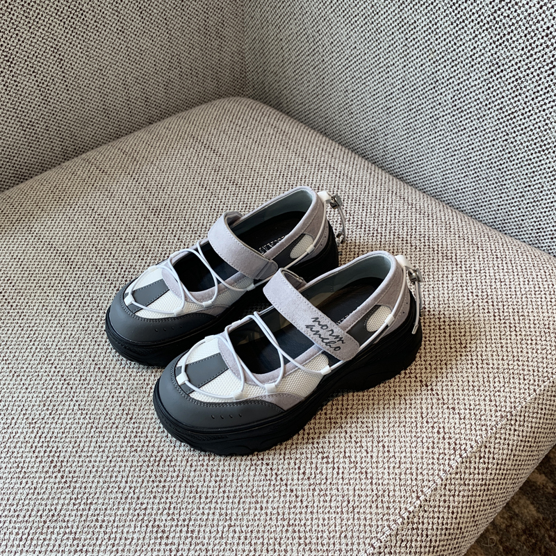 Thick-Soled Velcro Mary Jane Shoes for Women - Breathable Mesh Height-Increasing Casual Flats for Spring/Summer 2025 Thick-Soled Velcro Mary Jane Shoes for Women - Breathable Mesh Height-Increasing Casual Flats for Spring/Summer 2025