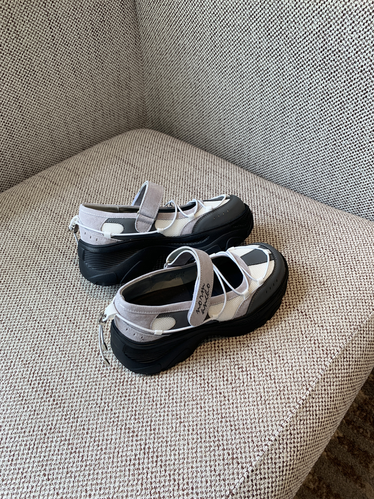 Thick-Soled Velcro Mary Jane Shoes for Women - Breathable Mesh Height-Increasing Casual Flats for Spring/Summer 2025 Thick-Soled Velcro Mary Jane Shoes for Women - Breathable Mesh Height-Increasing Casual Flats for Spring/Summer 2025