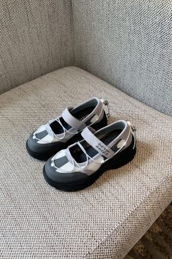 Thick-Soled Velcro Mary Jane Shoes for Women - Breathable Mesh Height-Increasing Casual Flats for Spring/Summer 2025