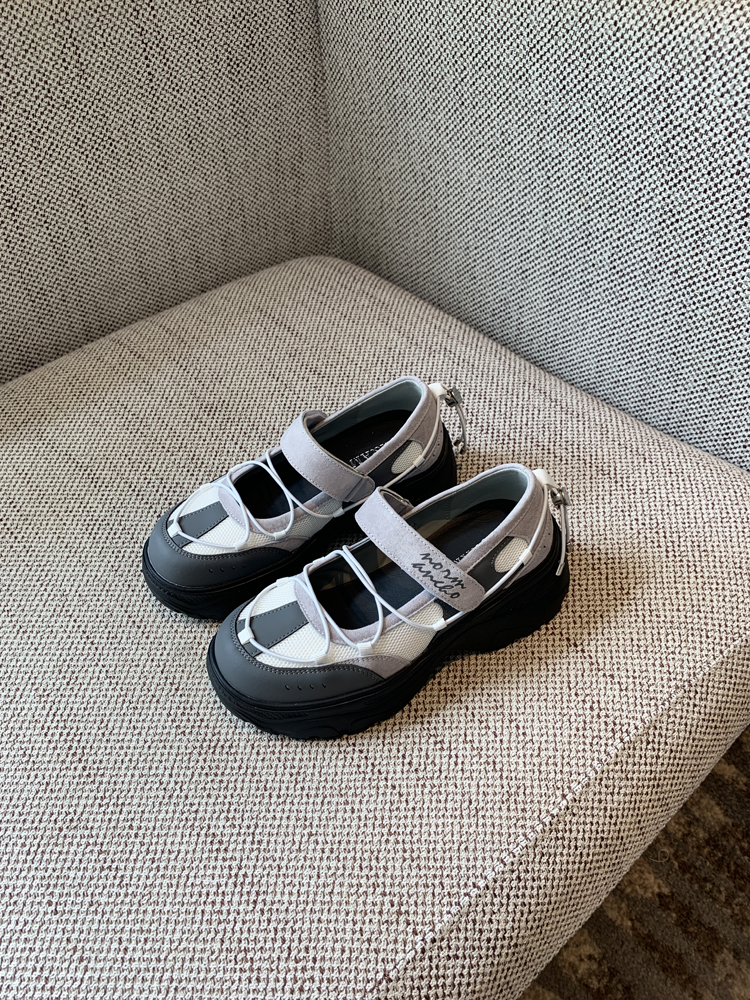 Thick-Soled Velcro Mary Jane Shoes for Women - Breathable Mesh Height-Increasing Casual Flats for Spring/Summer 2025 Thick-Soled Velcro Mary Jane Shoes for Women - Breathable Mesh Height-Increasing Casual Flats for Spring/Summer 2025