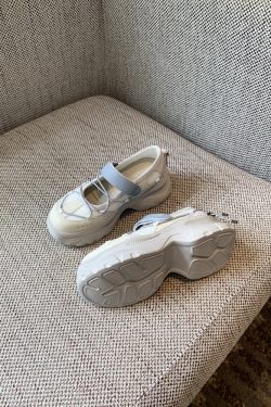 Thick-Soled Velcro Mary Jane Shoes for Women - Breathable Mesh Height-Increasing Casual Flats for Spring/Summer 2025