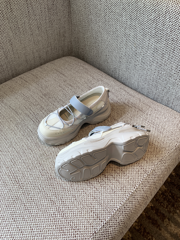 Thick-Soled Velcro Mary Jane Shoes for Women - Breathable Mesh Height-Increasing Casual Flats for Spring/Summer 2025 Thick-Soled Velcro Mary Jane Shoes for Women - Breathable Mesh Height-Increasing Casual Flats for Spring/Summer 2025