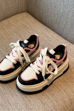 Thick-Soled White Lace-Up Sneakers for Women, Genuine Leather, Height-Increasing, Slimming Casual Spring 2025 Style