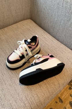 Thick-Soled White Lace-Up Sneakers for Women, Genuine Leather, Height-Increasing, Slimming Casual Spring 2025 Style