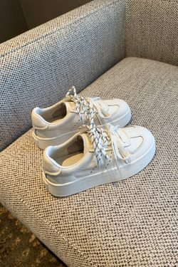 Thick-Soled White Sneakers for Women - 2025 Spring Korean Style Lace-Up Casual Board Training Shoes