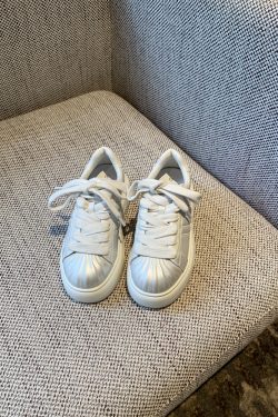 Thick-Soled White Sneakers for Women - 2025 Spring Shell Toe Casual Board Shoes, Versatile Fashionable Bread Shoes