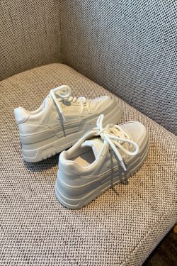 Thick-Soled White Sneakers for Women - Spring 2025 Casual Sports Shoes, Height-Increasing, Slimming, Versatile for Everyday Wear