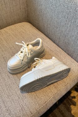 Thick-Soled White Sneakers for Women - Spring 2025 Casual Sports Shoes, Height-Increasing, Slimming, Versatile for Everyday Wear