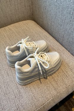 Thick-Soled White Sneakers for Women - Spring 2025 Casual Sports Shoes, Height-Increasing, Slimming, Versatile for Everyday Wear