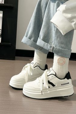 Thick-Soled White Sneakers for Women, 2025 Summer Style, Breathable Big Toe Design, Versatile Footwear for Female Students