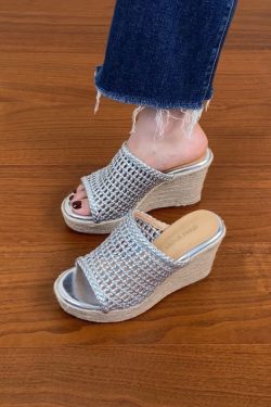 Thick-Soled Woven Wedge Sandals for Women - Summer 2025 High Heels, First-Layer Cowhide, Trendy Fashion Footwear