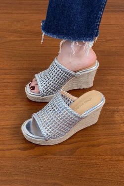 Thick-Soled Woven Wedge Sandals for Women - Summer 2025 High Heels, First-Layer Cowhide, Trendy Fashion Footwear
