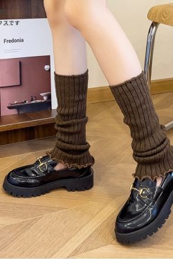 Thickened Warm White Mid-Calf Knitted Leg Warmers for Autumn & Winter - Japanese JK Style