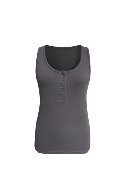 Three-Color Henley Neck Sleeveless Vest - Casual Summer Top, Stylish Layering Piece, Versatile Fashion Essential