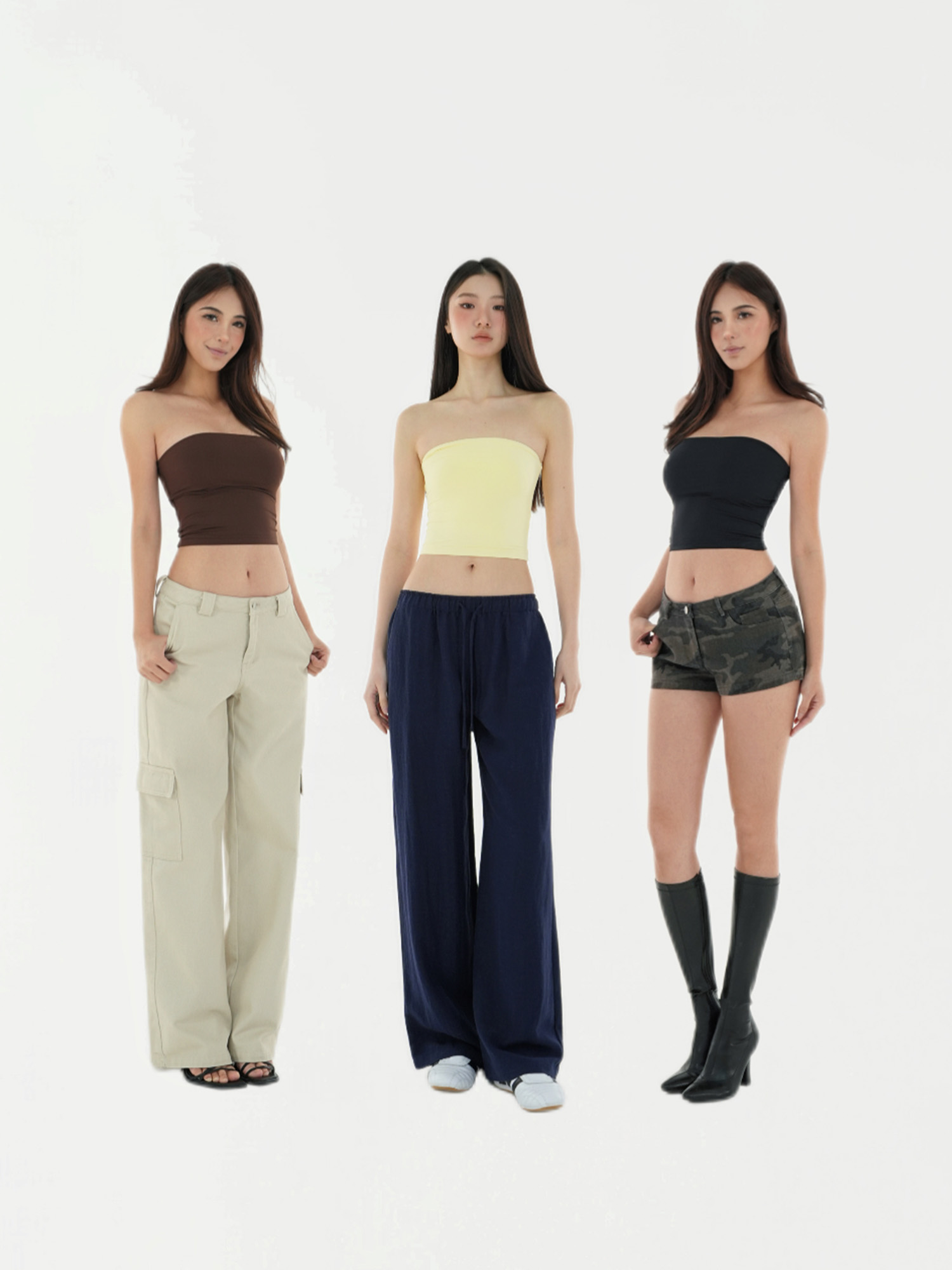 Three-Color Nude Feel High-Elastic One-Piece Bandeau Swimsuit - Trendy Summer Beachwear Three-Color Nude Feel High-Elastic One-Piece Bandeau Swimsuit - Trendy Summer Beachwear