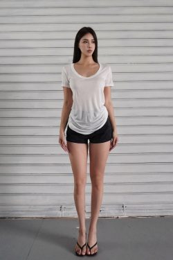 Three-Color Sheer Loose U-Neck T-Shirt - Short Sleeve Thin Top for Effortless Casual Style