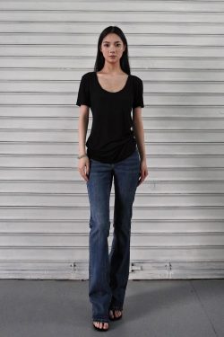 Three-Color Sheer Loose U-Neck T-Shirt - Short Sleeve Thin Top for Effortless Casual Style