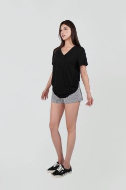 Three-Color V-Neck Loose T-Shirt - Dropped Shoulder, Cool Feel Stretch Top for Casual Style