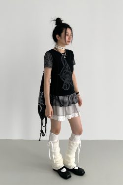 Three-Piece Women's Summer A-Line Polka Dot and Striped Pleated Cake Skirt - Trendy Patchwork Design for a Chic Look