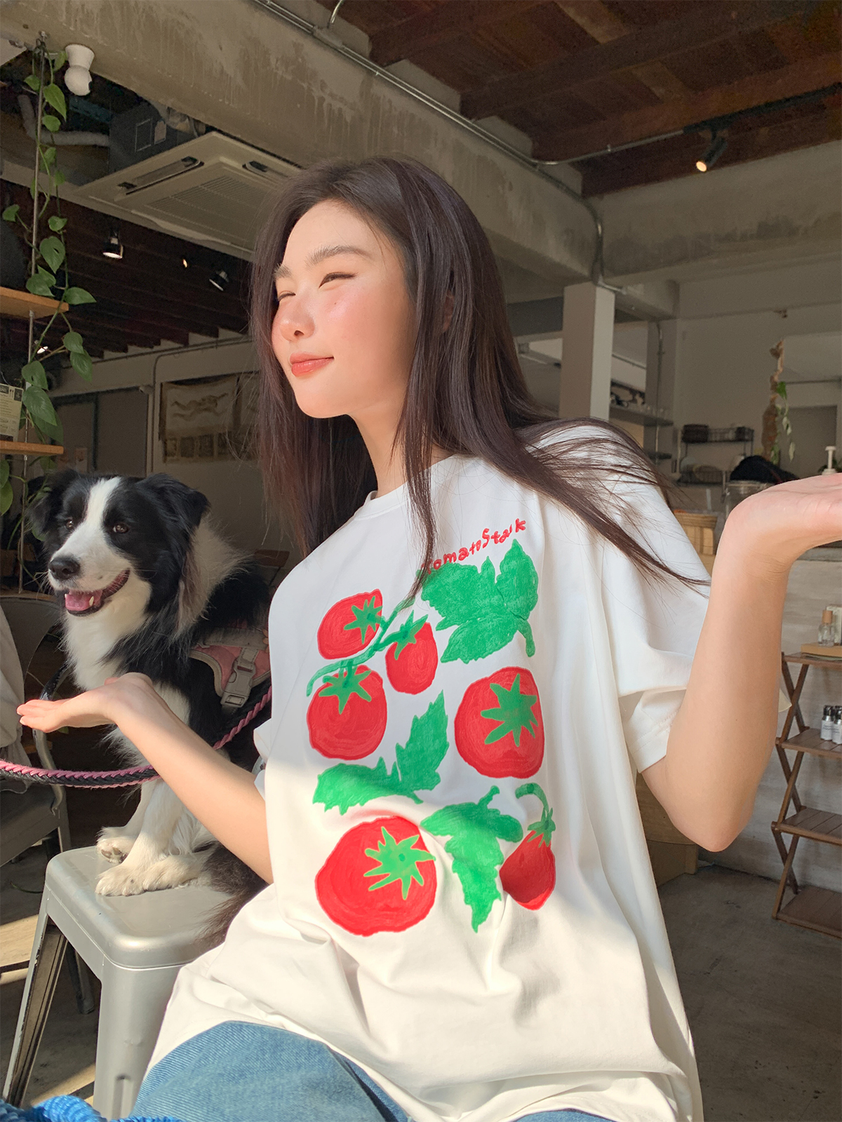 Tomato Print Casual Short Sleeve T-Shirt for Women - Summer Loose Round Neck Pure Cotton Top - Unique 90s Inspired Fashion Tomato Print Casual Short Sleeve T-Shirt for Women - Summer Loose Round Neck Pure Cotton Top - Unique 90s Inspired Fashion