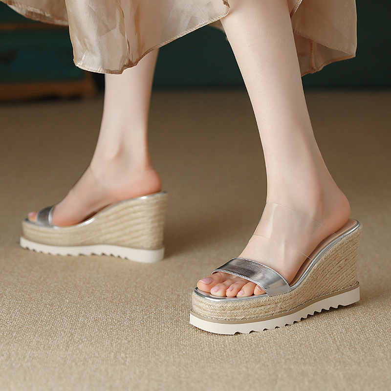 Transparent Wedge Sandals with Thick Sole - Sexy High Heels for Summer, Italian Style Footwear Transparent Wedge Sandals with Thick Sole - Sexy High Heels for Summer, Italian Style Footwear