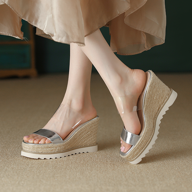 Transparent Wedge Sandals with Thick Sole - Sexy High Heels for Summer, Italian Style Footwear Transparent Wedge Sandals with Thick Sole - Sexy High Heels for Summer, Italian Style Footwear