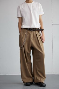 Trendy 2025 Spring Draped Foldable Trousers for Men – Loose Versatile Straight Casual Pants for Couples