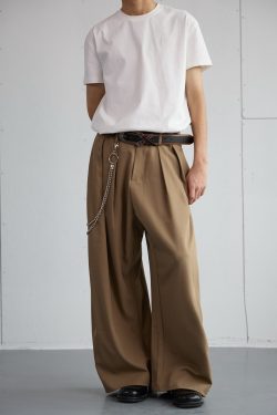 Trendy 2025 Spring Draped Foldable Trousers for Men – Loose Versatile Straight Casual Pants for Couples