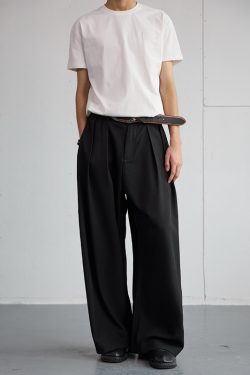 Trendy 2025 Spring Draped Foldable Trousers for Men – Loose Versatile Straight Casual Pants for Couples