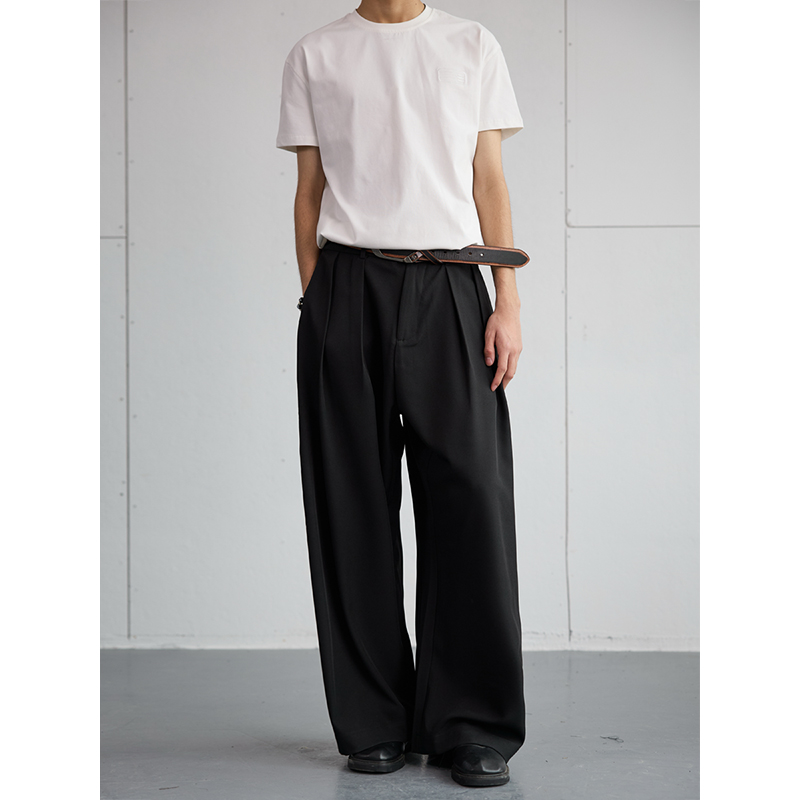 Trendy 2025 Spring Draped Foldable Trousers for Men – Loose Versatile Straight Casual Pants for Couples Trendy 2025 Spring Draped Foldable Trousers for Men – Loose Versatile Straight Casual Pants for Couples