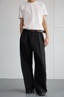 Trendy 2025 Spring Draped Foldable Trousers for Men – Loose Versatile Straight Casual Pants for Couples