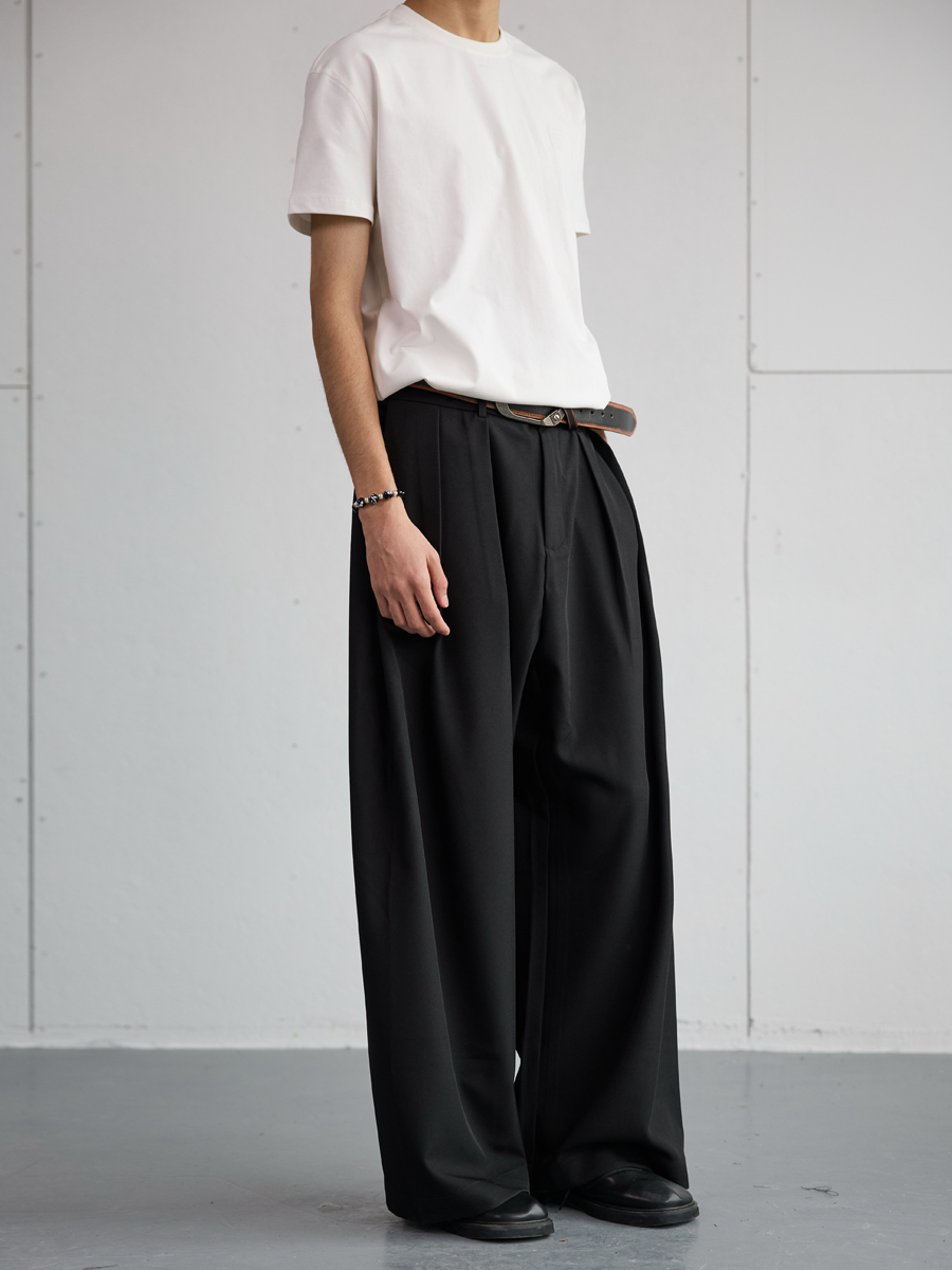 Trendy 2025 Spring Draped Foldable Trousers for Men – Loose Versatile Straight Casual Pants for Couples Trendy 2025 Spring Draped Foldable Trousers for Men – Loose Versatile Straight Casual Pants for Couples