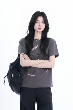 Trendy American Retro Short-Sleeve Cropped T-Shirt for Women – Stylish Petites, Y2K Fashion Essential