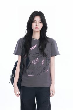 Trendy American Retro Short-Sleeve Cropped T-Shirt for Women – Stylish Petites, Y2K Fashion Essential