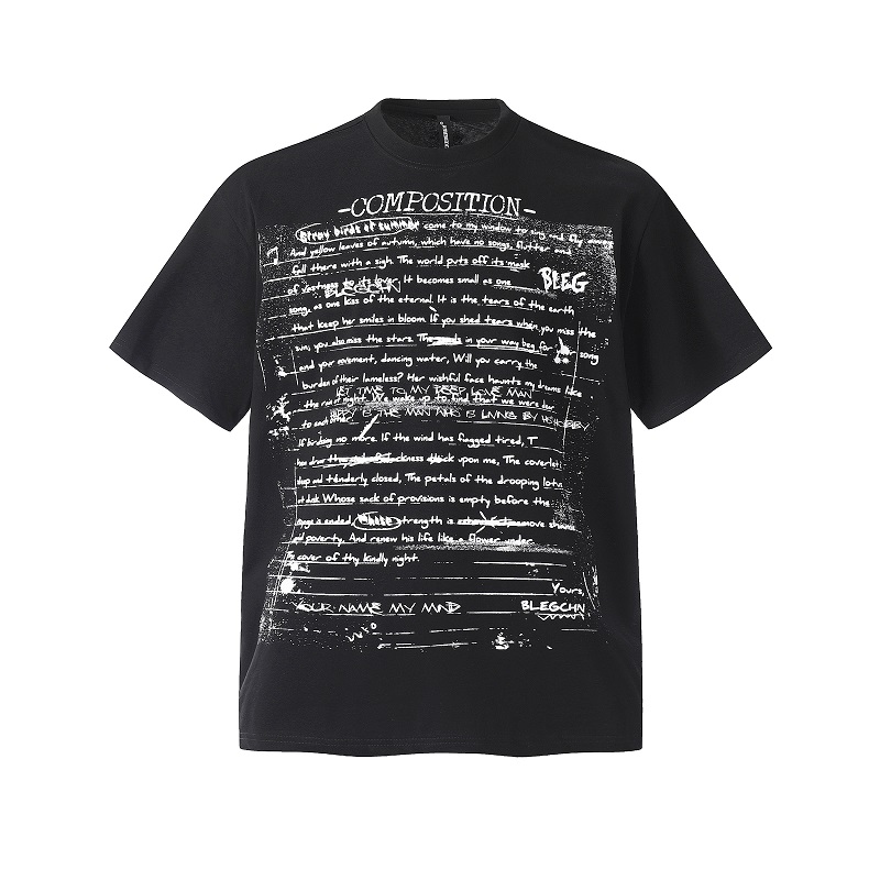 Trendy American Style All-Over Print Bullet Letter Short-Sleeve T-Shirt for Men and Women - Summer Loose Fit Couple Tee Trendy American Style All-Over Print Bullet Letter Short-Sleeve T-Shirt for Men and Women - Summer Loose Fit Couple Tee