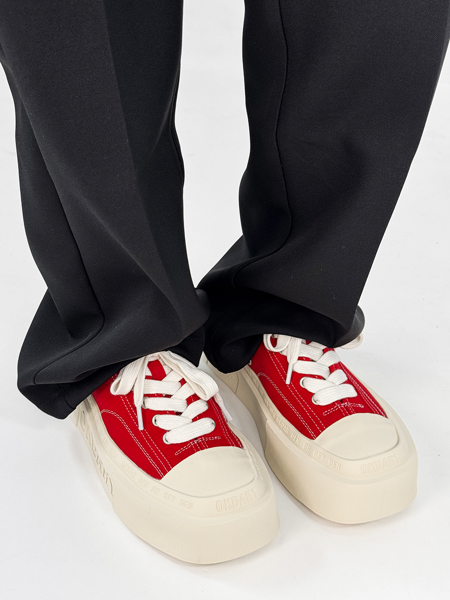 Trendy Black and White Thick-Soled Canvas Sneakers for Men and Women, Summer Casual Square Toe Couple Shoes Trendy Black and White Thick-Soled Canvas Sneakers for Men and Women, Summer Casual Square Toe Couple Shoes