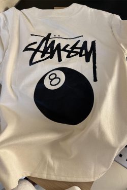 Trendy Black Embroidered Cotton Short Sleeve T-Shirt for Men and Women, American Style Buttonless Polo Top, Casual Fashion Essential