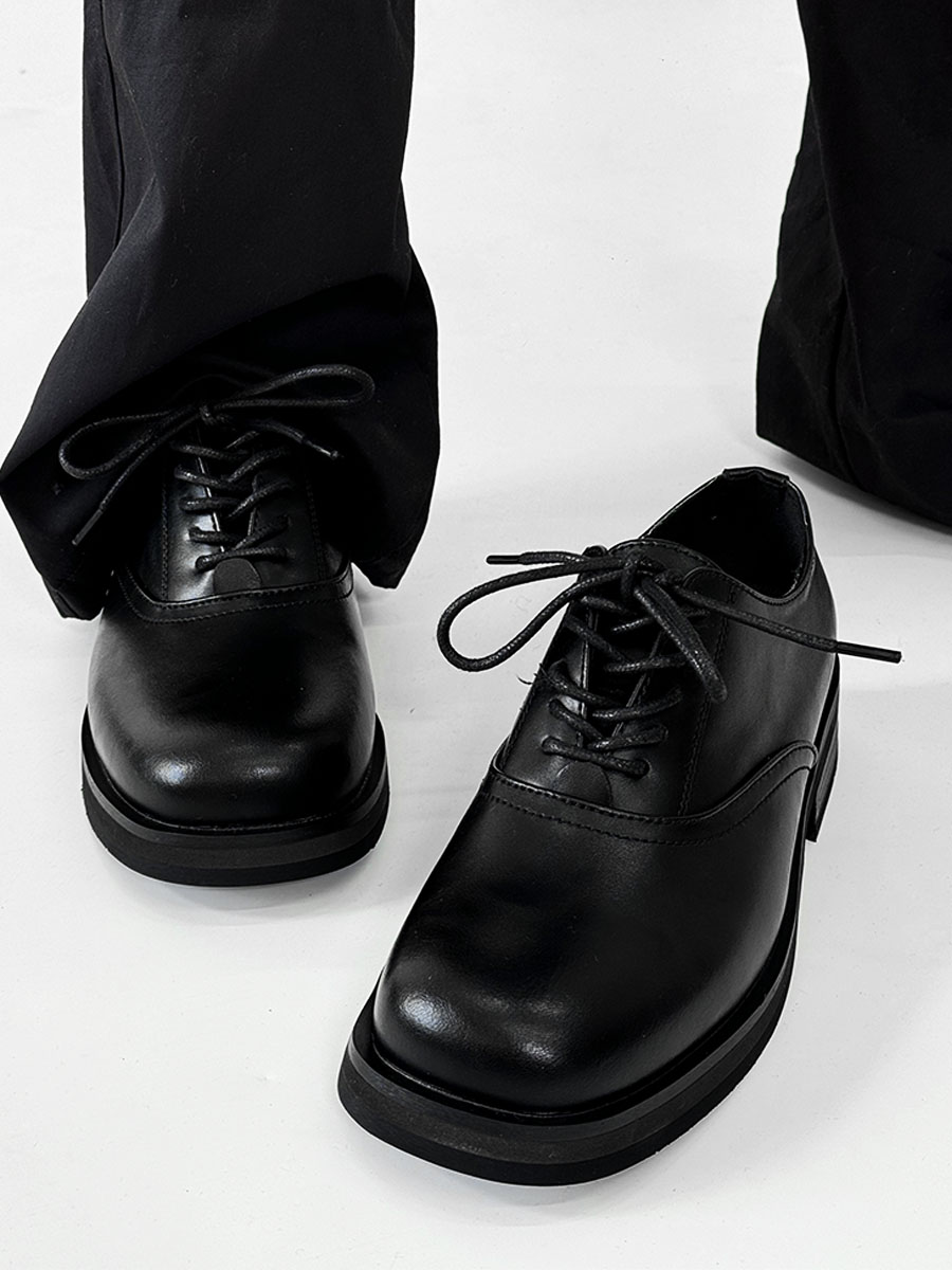 Trendy British Square-Toe Derby Shoes for Men and Women - Thick-Soled Leather Office Commuting Footwear Trendy British Square-Toe Derby Shoes for Men and Women - Thick-Soled Leather Office Commuting Footwear