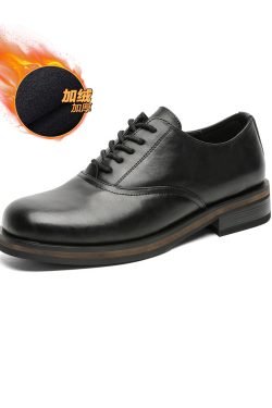 Trendy British Square-Toe Derby Shoes for Men and Women - Thick-Soled Leather Office Commuting Footwear