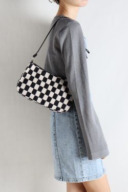 Trendy Checkered Underarm Bag for Women - Versatile Minimalist Crossbody Shoulder Bag for Spring and Summer Fashion