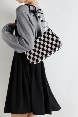 Trendy Checkered Underarm Bag for Women - Versatile Minimalist Crossbody Shoulder Bag for Spring and Summer Fashion