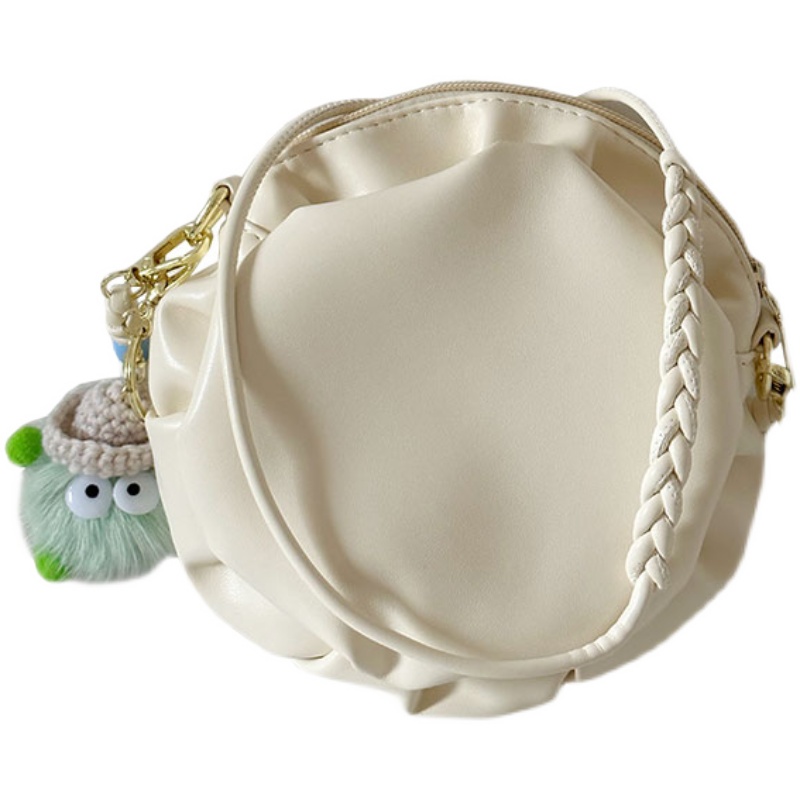 Trendy Cloud-Shaped PU Crossbody Bag for Women, Cute Wrinkled Round Shoulder Bag with Chain Detail, 2024 Fashion Accessory Trendy Cloud-Shaped PU Crossbody Bag for Women, Cute Wrinkled Round Shoulder Bag with Chain Detail, 2024 Fashion Accessory
