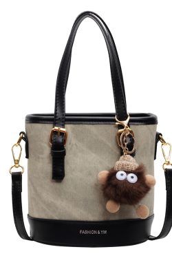 Trendy Color-Blocking Shoulder Crossbody Bucket Bag - Versatile Spliced Design for Women 2025