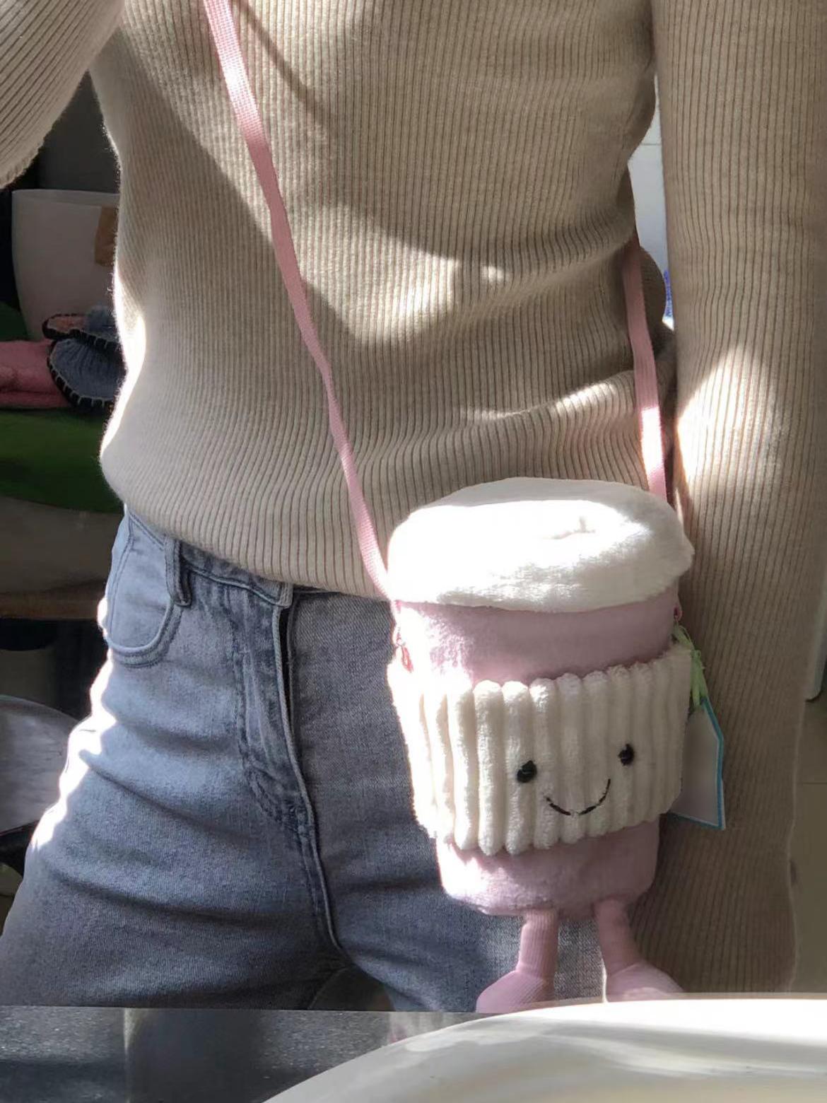 Trendy Cute Cartoon Plush Crossbody Bag - Fun Doll Handheld Toy Cup Sleeve for Milk Tea - 2025 Fashion Accessory Trendy Cute Cartoon Plush Crossbody Bag - Fun Doll Handheld Toy Cup Sleeve for Milk Tea - 2025 Fashion Accessory