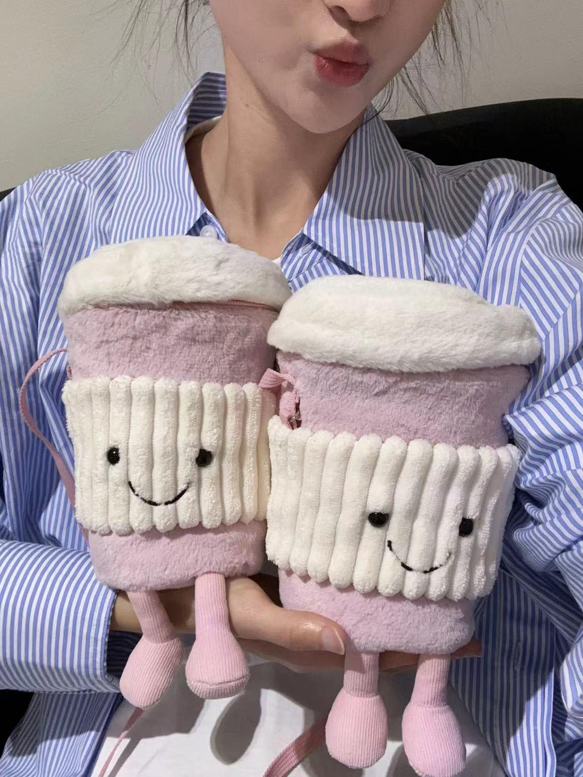 Trendy Cute Cartoon Plush Crossbody Bag - Fun Doll Handheld Toy Cup Sleeve for Milk Tea - 2025 Fashion Accessory Trendy Cute Cartoon Plush Crossbody Bag - Fun Doll Handheld Toy Cup Sleeve for Milk Tea - 2025 Fashion Accessory