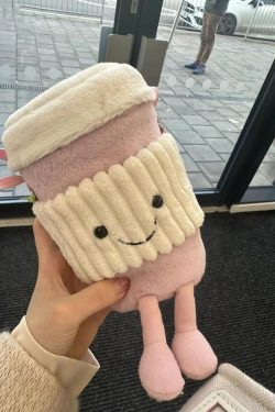 Trendy Cute Cartoon Plush Crossbody Bag - Fun Doll Handheld Toy Cup Sleeve for Milk Tea - 2025 Fashion Accessory