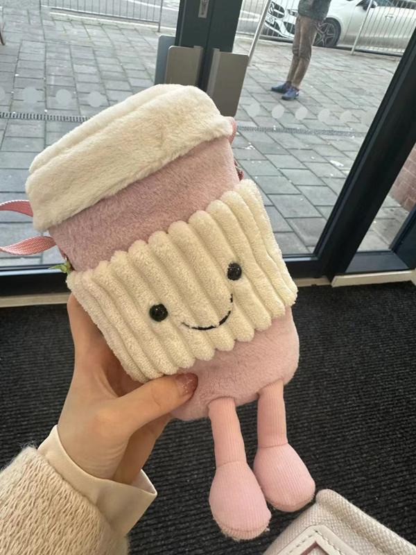 Trendy Cute Cartoon Plush Crossbody Bag - Fun Doll Handheld Toy Cup Sleeve for Milk Tea - 2025 Fashion Accessory Trendy Cute Cartoon Plush Crossbody Bag - Fun Doll Handheld Toy Cup Sleeve for Milk Tea - 2025 Fashion Accessory