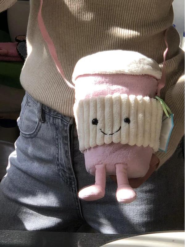 Trendy Cute Cartoon Plush Crossbody Bag - Fun Doll Handheld Toy Cup Sleeve for Milk Tea - 2025 Fashion Accessory Trendy Cute Cartoon Plush Crossbody Bag - Fun Doll Handheld Toy Cup Sleeve for Milk Tea - 2025 Fashion Accessory